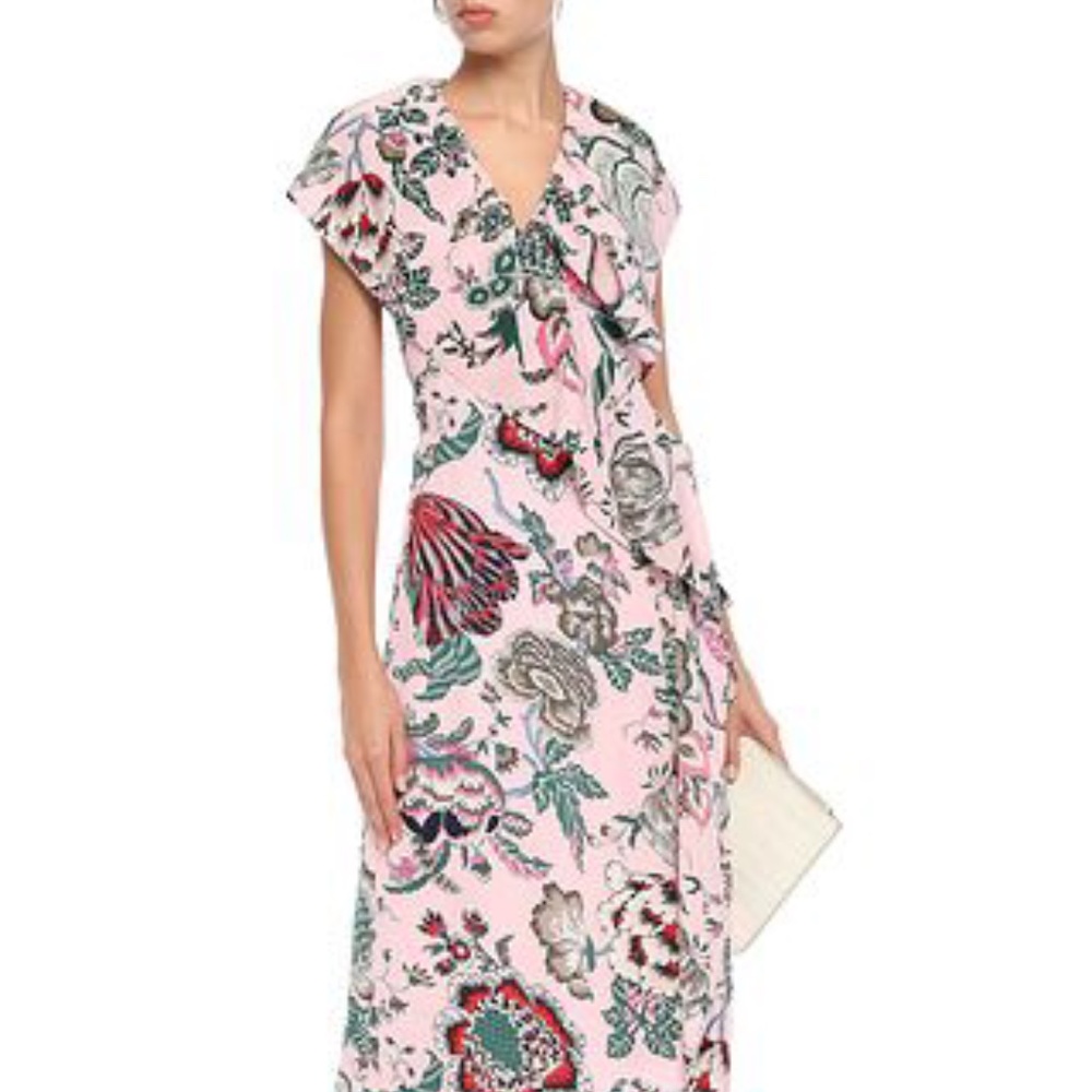 Tory Burch Adelia Floral Wrap Dress XS - Picture 2 of 16